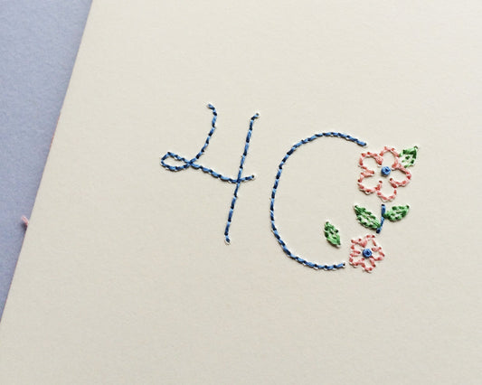 Hand-stitched Floral 40th Birthday Card