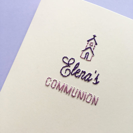 Hand-stitched Personalised Communion Card