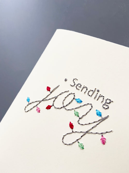 Hand-stitched Irish Christmas Nollaig Shona + Sending Joy Card (Two Cards)